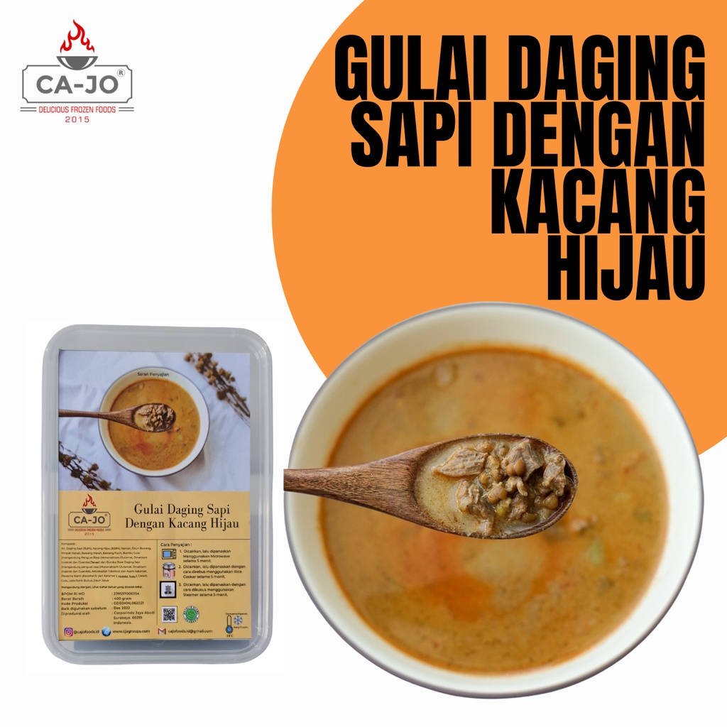 

CA-JO Frozen Food / Gulai Daging Sapi Dengan Kacang Hijau / Makanan Instan