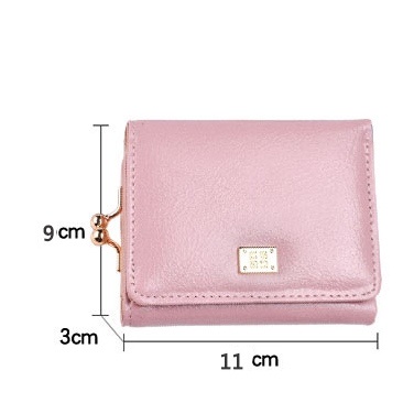 DOMPET WANITA LIPAT 3 PREMIUM MINI KULIT KECIL KARTU UANG KOIN SIMPLE PINK AEGUSA WA581P3 IMPORT PENDEK REMAJA KEKINIAN CEWEK MURAH BATAM BRANDED