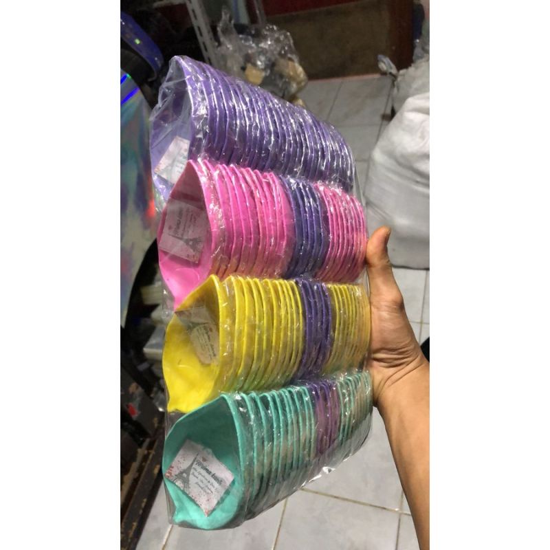 100 PCS Souvenir Mangkok Daun Warna Kemasan Plastik