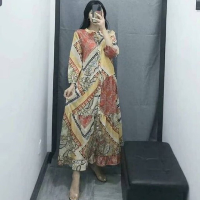 ZARA DRESS ORANGE - WEARKANAKA ZARA LONG DRESS BISA TUNIK ATAU OUTER MIRIP NAGITA SLAVINA GIGI