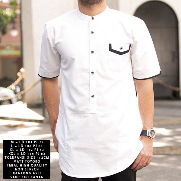 TOKO JASON/Baju Koko Hatta/Kemeja Koko Pria Dewasa Lengan Panjang/Pakaian Muslim Pria