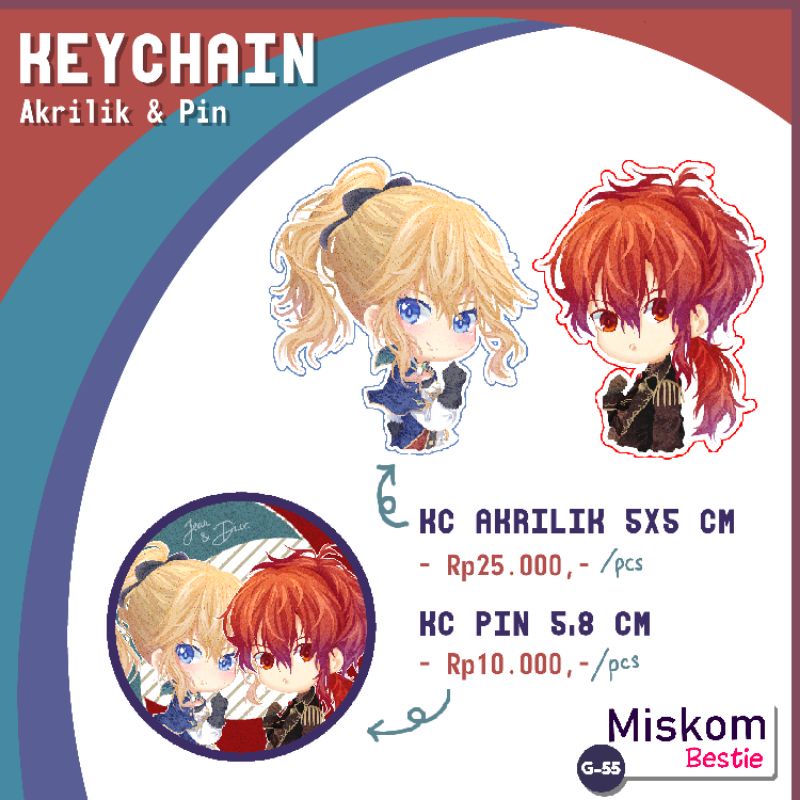 [Pre-Order] Keychain Akrilik & Pin : Jean & Diluc (Genshin Impact)