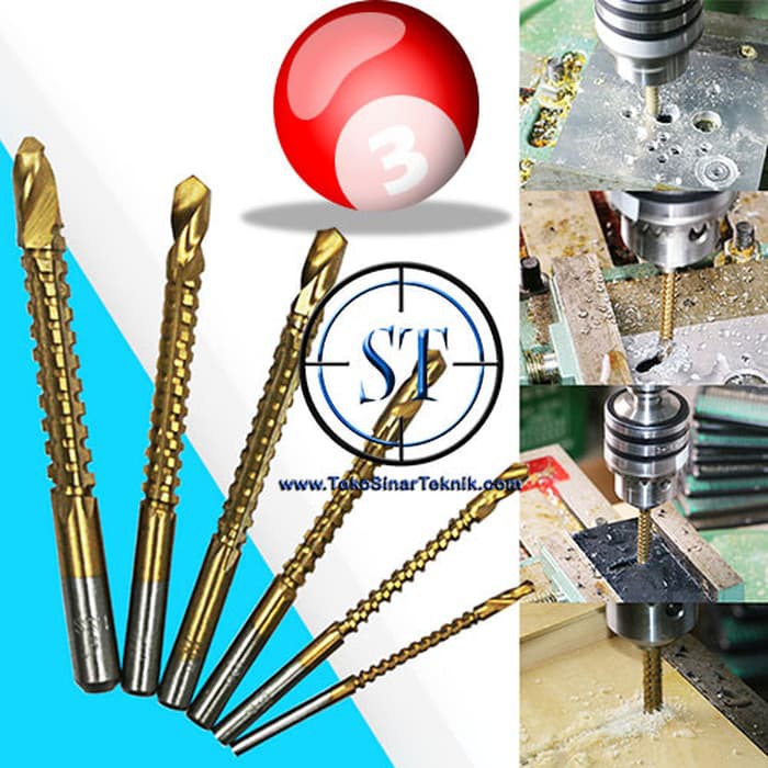 Mata Bor Gergaji 3mm 4mm 5mm 6mm 6,5mm 8mm HSS Drill Bits Titanium Coated 2 Fungsi Lobang