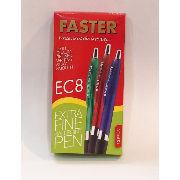 

BISA COD Ballpoint/ Pulpen Faster EC8, 0.7mm isi 12 pcs- Black TERBAIK Kode 1307