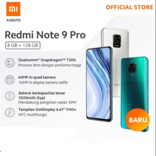 Xiaomi Redmi Note 9 Pro 8/128 Garansi Resmi 1 Tahun