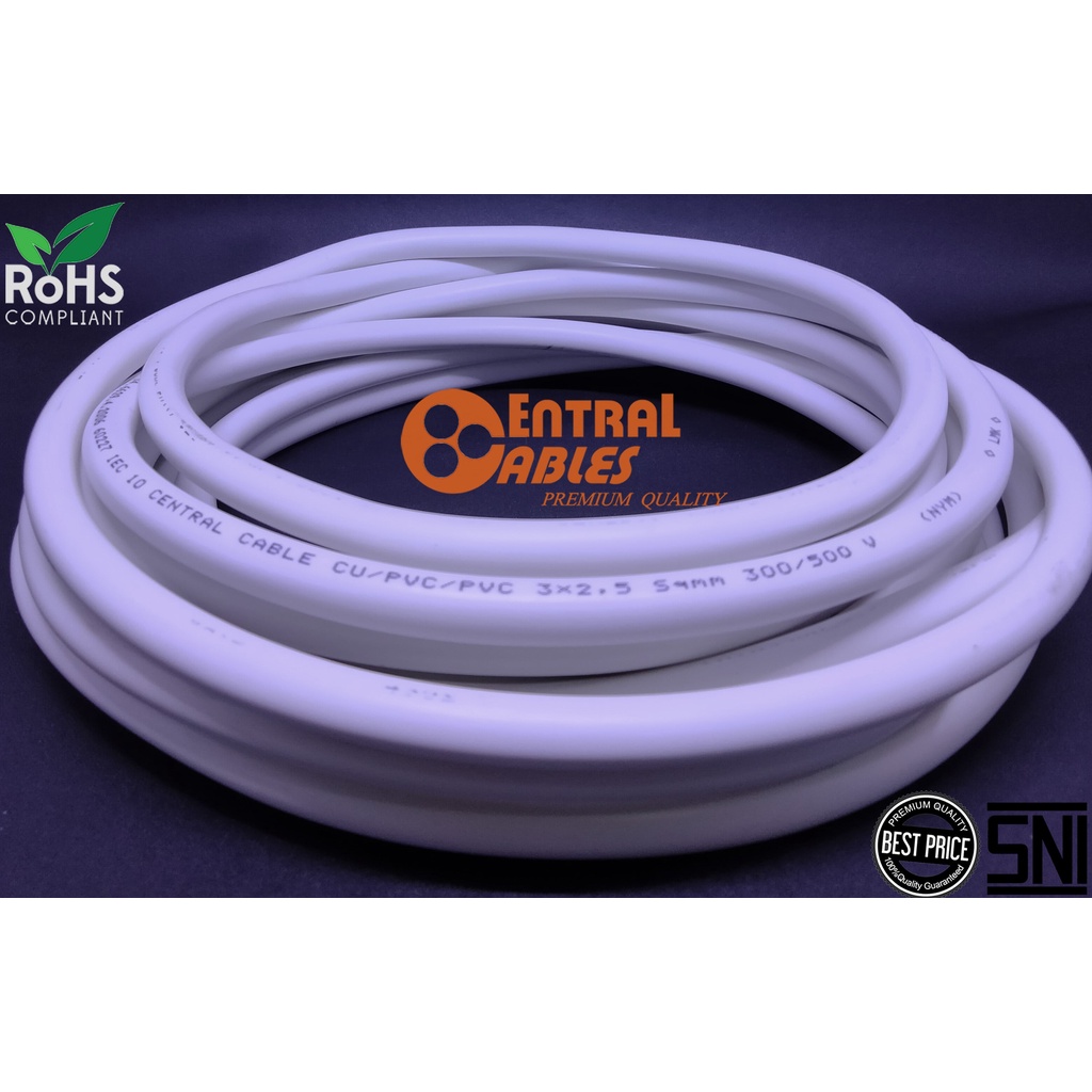 SNI Central Kabel Listrik NYM 3x2.5 Sqmm ( NYM 3x2.5mm NYM 3X2,5 NYM 3x2,5mm ) 500V Meteran