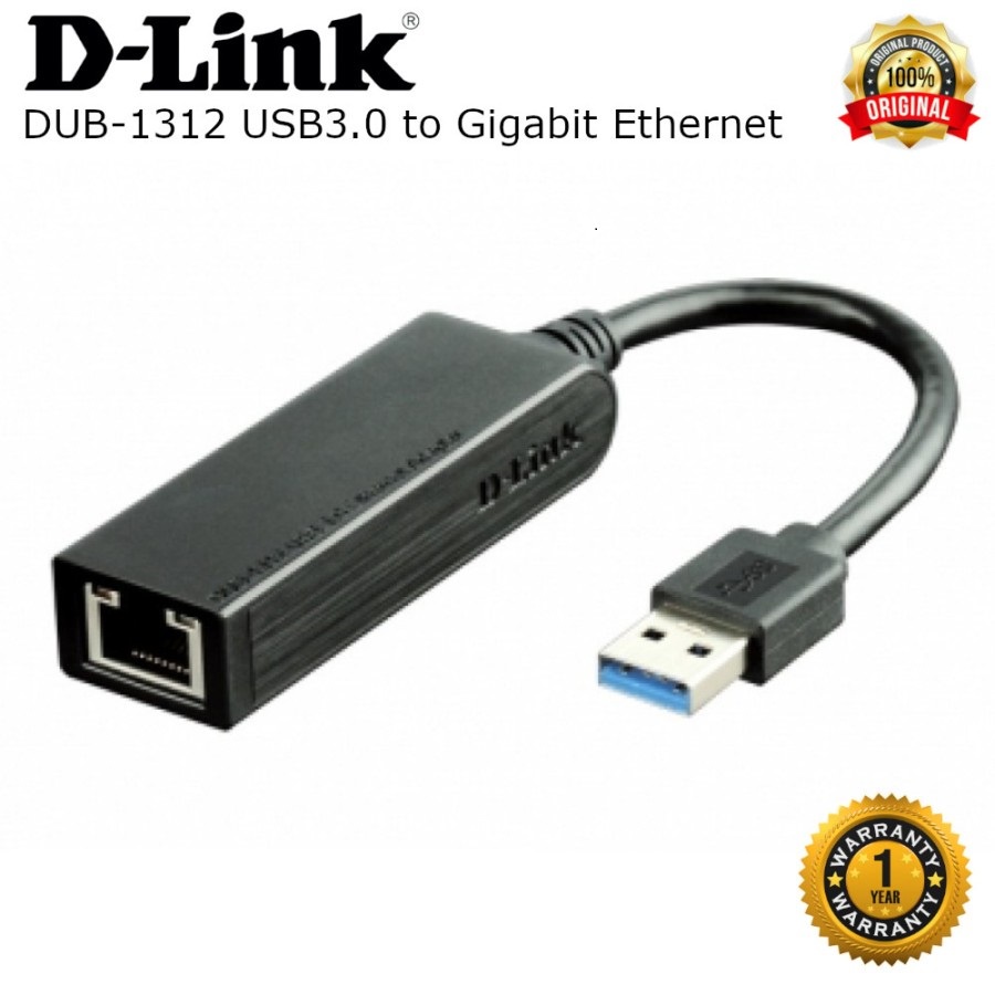 USB 3.0 to Lan D-Link DUB-1312 Gigabit Ethernet Adapter Original Resmi