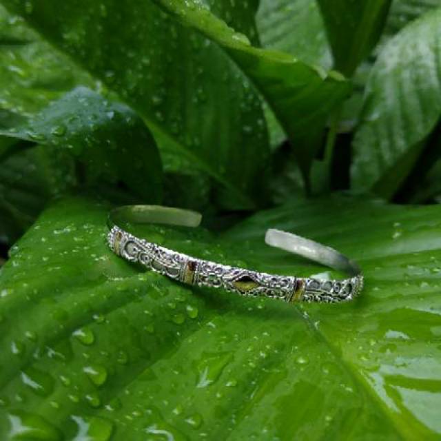 Gelang Perak Bangle Kombinasi Emas 18k