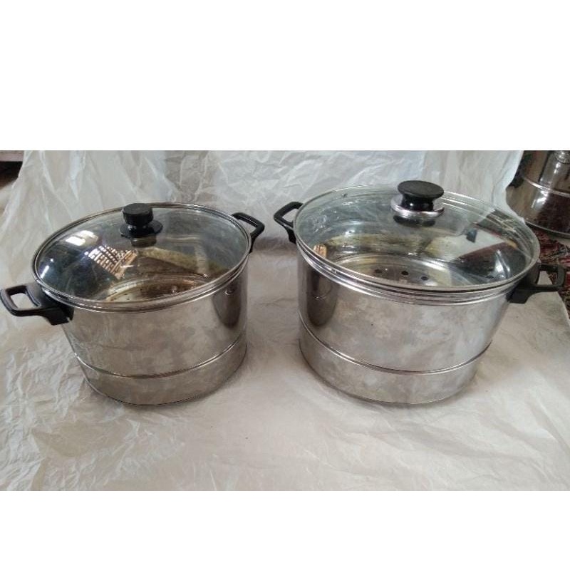 Panci Nasi Kukus Tutup Kaca 28cm,30cm&32cm