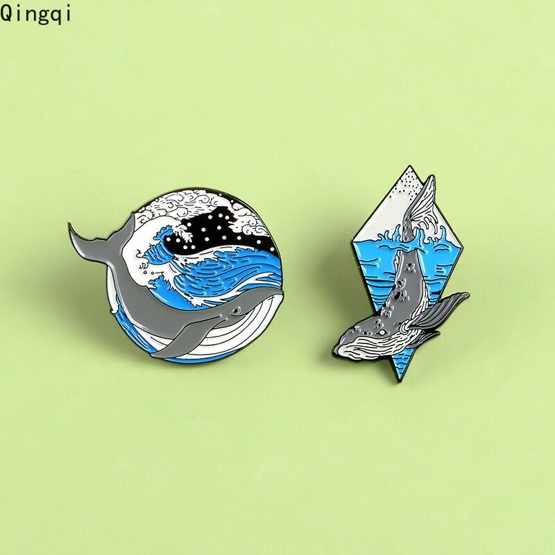 Bros Pin Enamel Desain Kartun Paus Laut Ikan Paus Hiu Untuk Hadiah