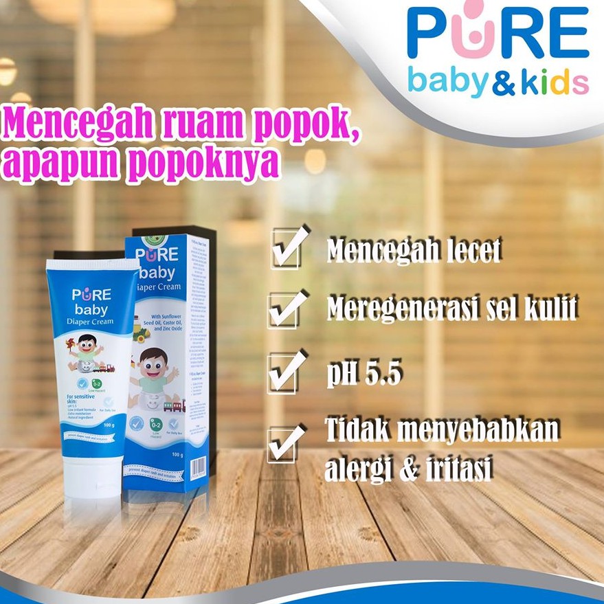 Pure Baby Diaper Cream 100 G/ Krim Pencegah Ruam Popok Bayi / Pure BB