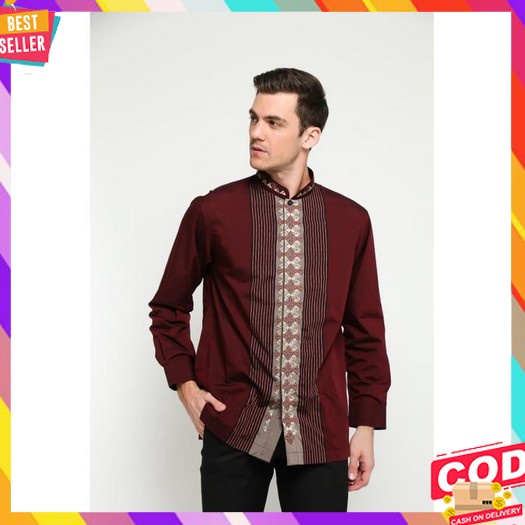 Luigi Riccio Baju Koko Pria Lengan Panjang Kemeja Muslim Modern New Arrival 2023 Atlas Baju Muslim S