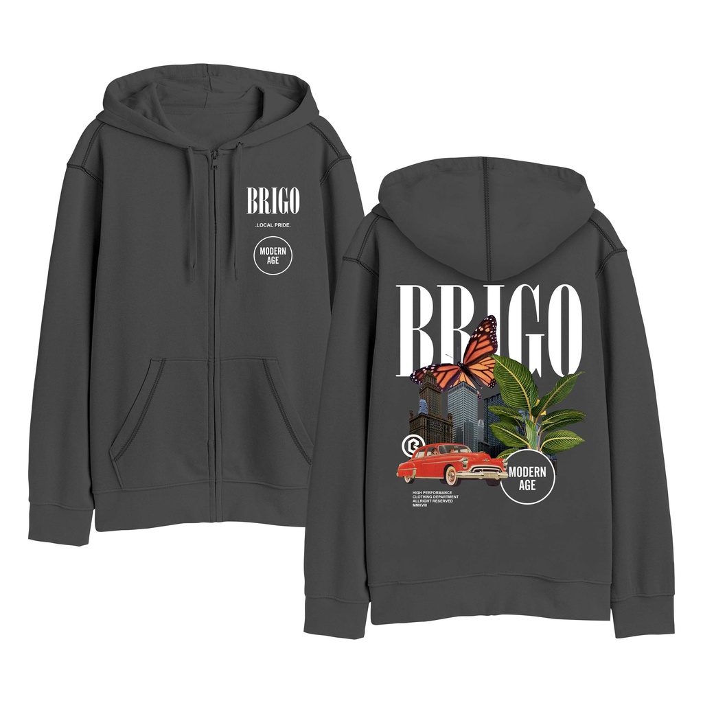 Sweater Hoodie Resleting BRIGO Modern Age Sablon DTF Fleece Cotton II BRIGO Zipper Jumper Hoodie Modern Age II M-XXL (Pria &amp; Wanita) Free stiker&amp;Gantungan Kunci