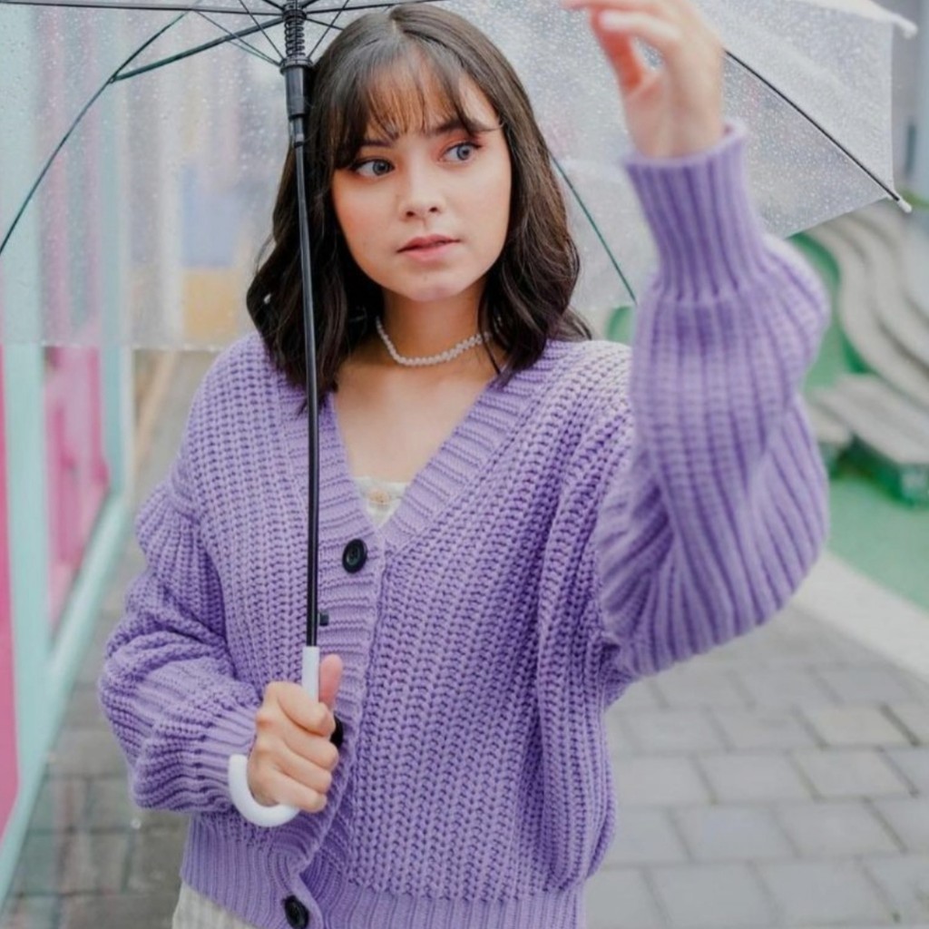 Cardigan / GRACIA / Cardy Get 7 / Atasan Cardy Rajut / Outwear / Kardigan Wanita-Lilac
