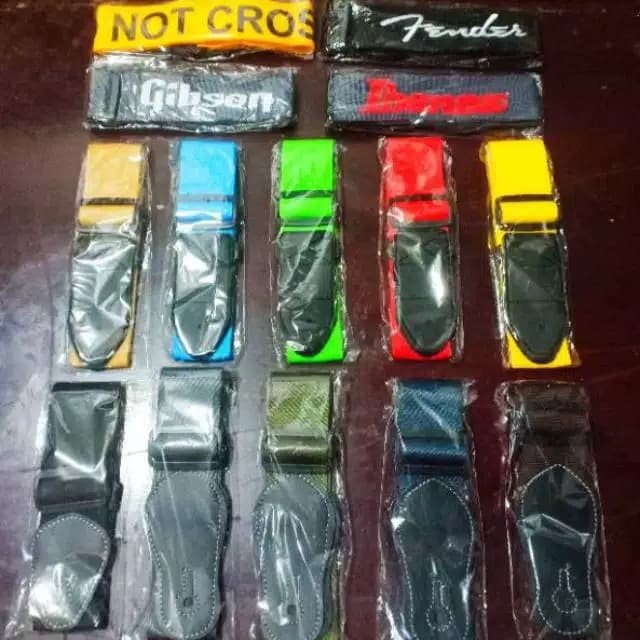 Strap Gitar Police Line / Sabuk Gitar Elektrik Akustik Polos