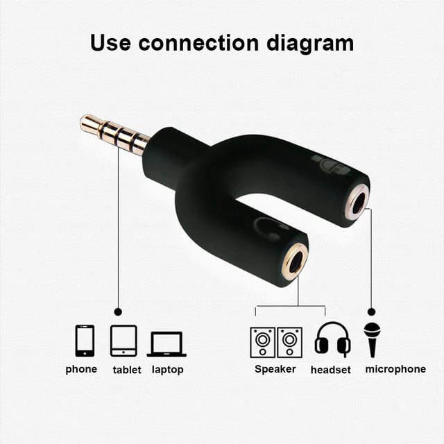 Audio Splitter U Shape Male to Dual Female Jack 3.5mm SAMBUNGAN headset dan microfon