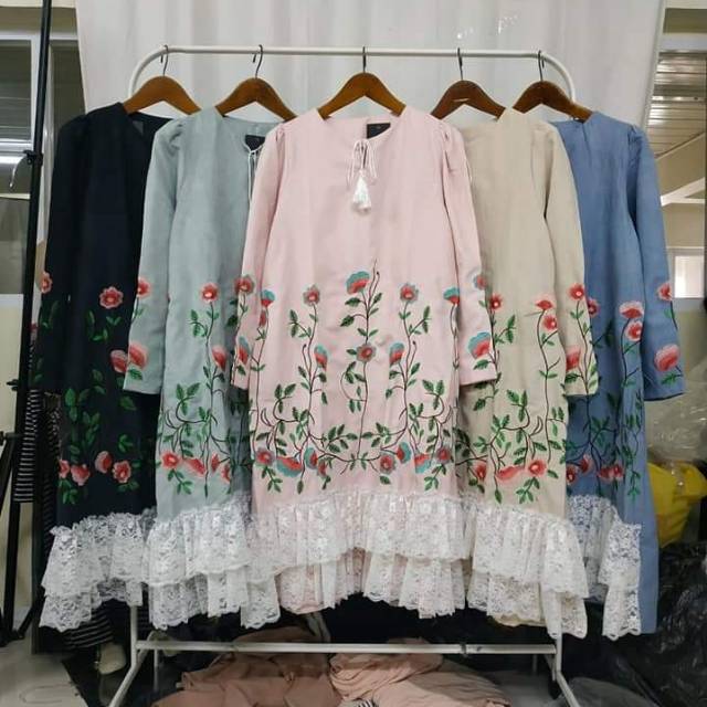 Long tunik suede mix bordir ld 104 pb 125 BISA COD / BAYAR DI TEMPAT