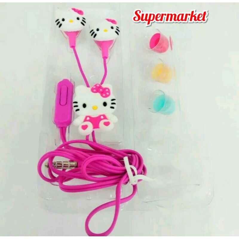 Headset Earphone Plus Mic Karakter Hello Kitty -Doraemon