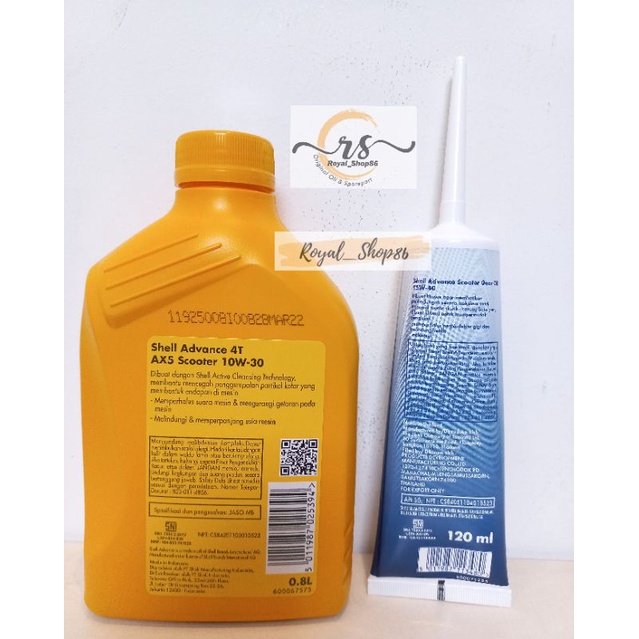 OLI SHELL AX5 MATIC SAE 10W-30 800 ML / SAE 20W-40 800 ML &amp; OLI GARDAN SHELL 120 ML / CASTOL 120 ML Original Paket Oli Motor Beat Paket Oli Motor Vario Paket Oli Motor Matic termurah Paket Oli Motor Matic 110 termurah Paket Oli Matic 125cc Original