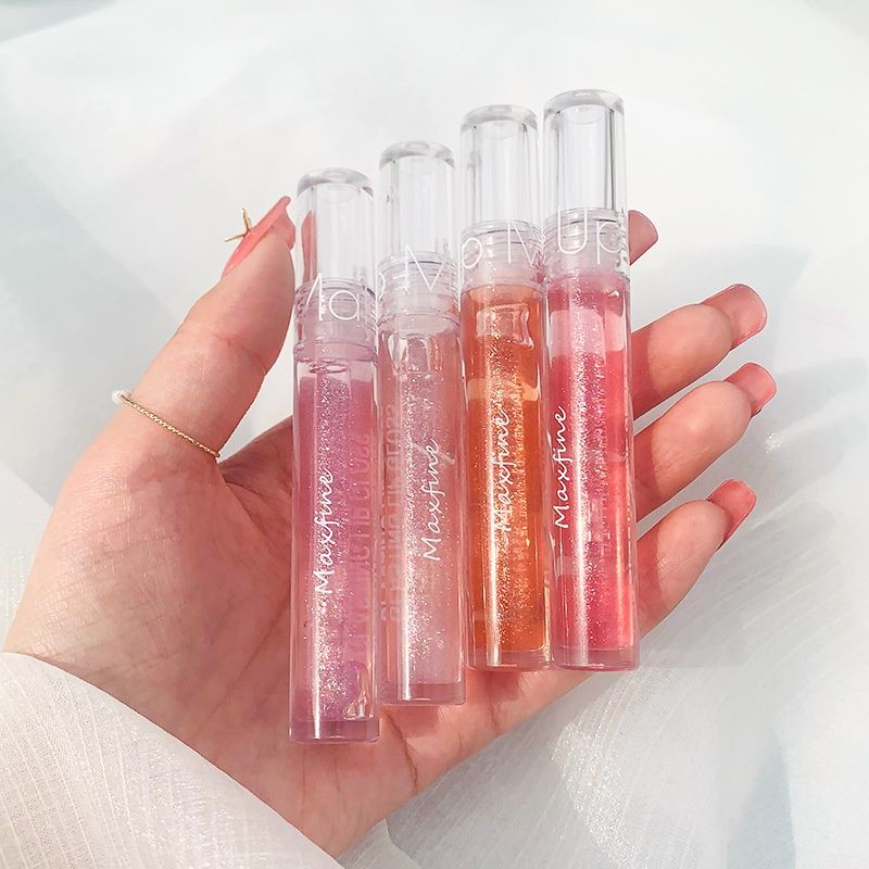 Lip Gloss Maxfine Transparant Glasting LipGloss 4 Warna Glossy Lip Gloss Lipstick Lip Plumper Korean LipGloss Korean Lip Gloss