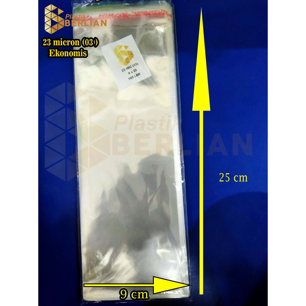 

9 x 25 cm Plastik OPP EKONOMIS 23micron (100 lbr) (lem/seal)