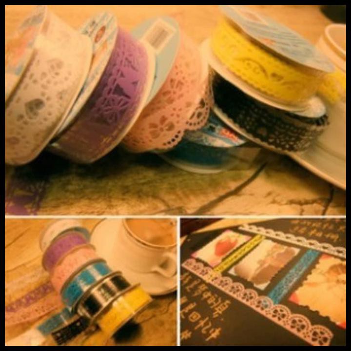 

TAPE DEKORASI PITA PLASTIK TRANSPARAN MOTIF RENDA BERWARNA (100*1.8CM)