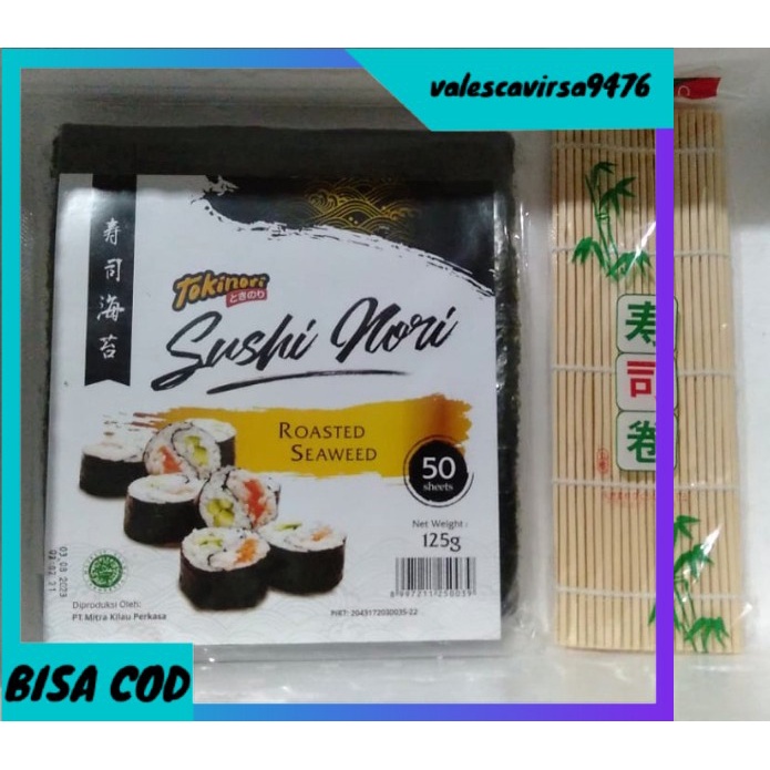 

⭐BISA COD⭐ PAKET TOKINORI 50 SHEET LEMBAR TIKAR PENGGULUNG SUSHI NORI SUSHI MAT