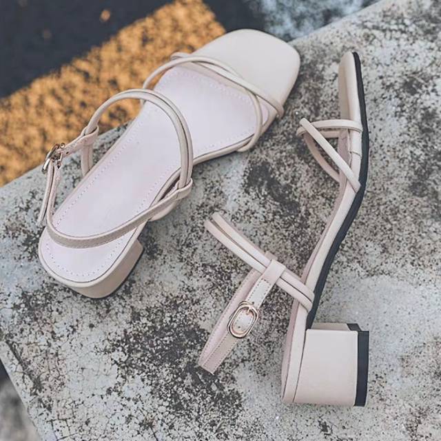 cLemira WILONA Heels Hak Tahu Tali Lilit Wanita Cream