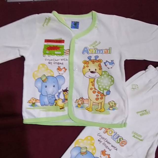 Piama baju setelan panjang baju tidur baby 3 6 m 100% katun tipis cotton