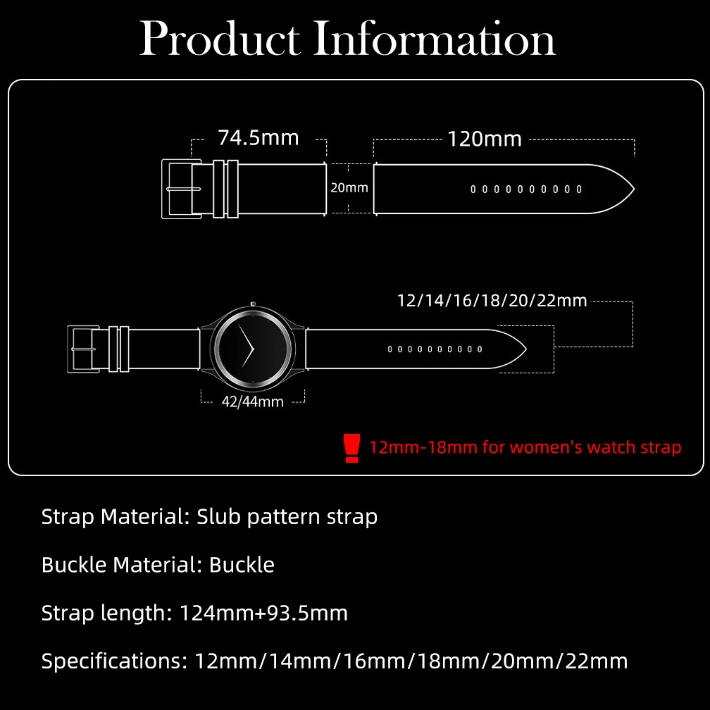 BIDEN Tali Jam Tangan Pria/Wanita Santail Mode Lembut 12-22mm Tali Kulit