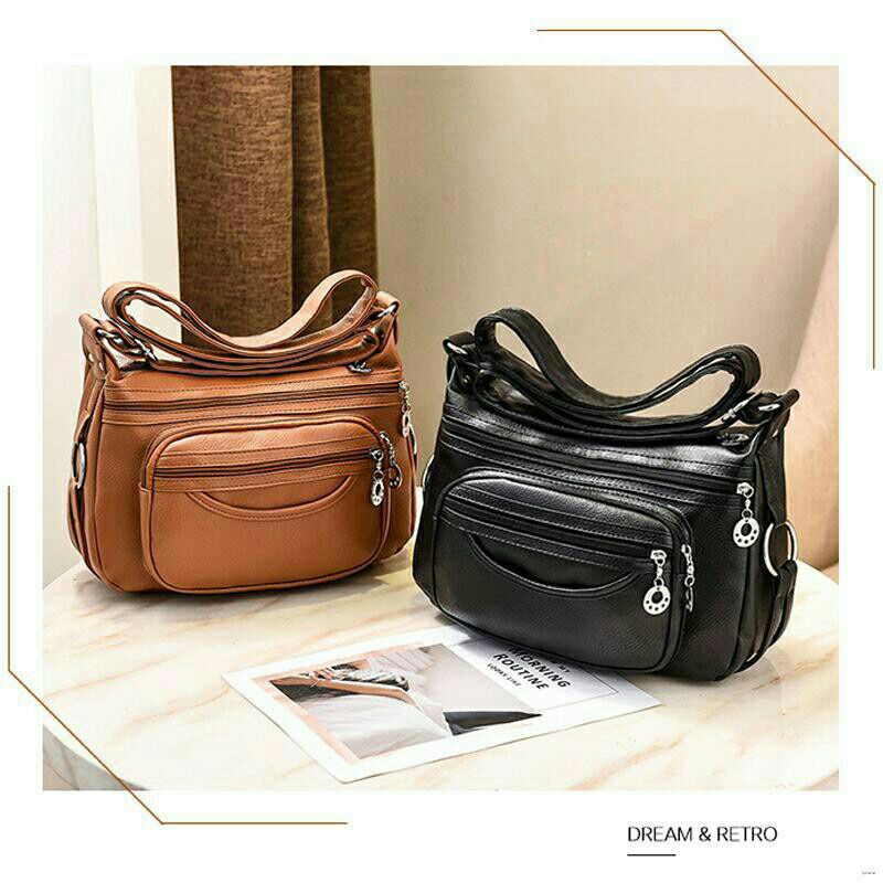 Tas Selempang Wanita EMERALD bahan Kulit Sintetis  SlingBag Korea Murah