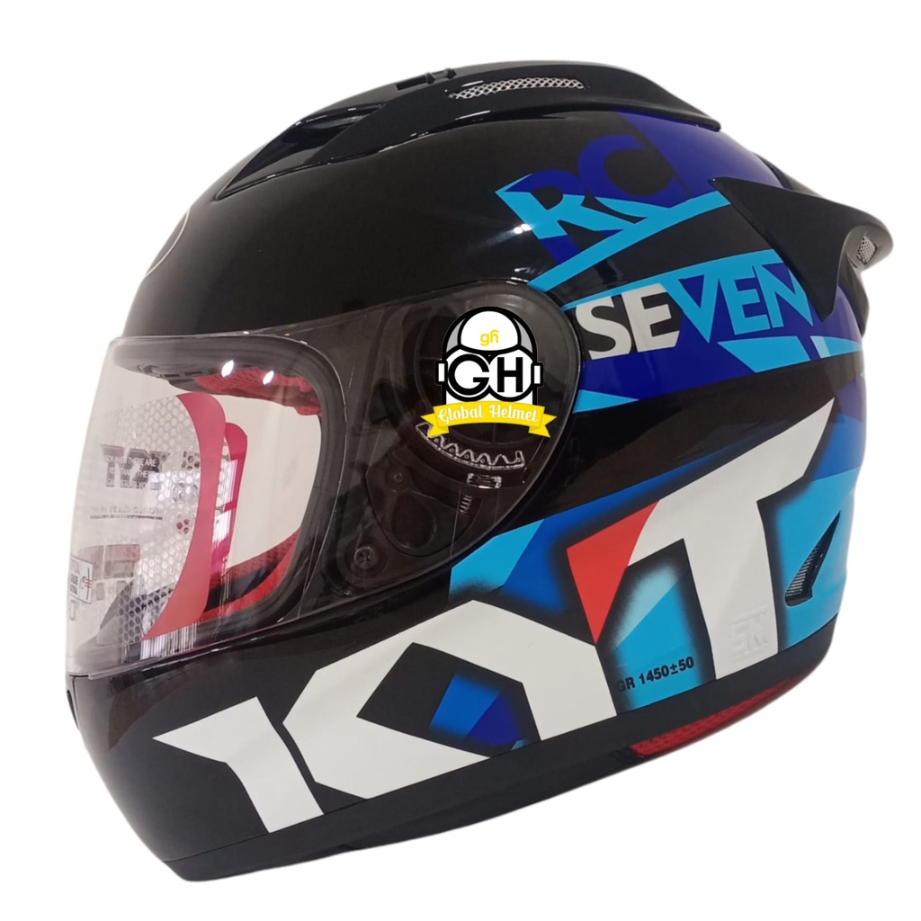 HELM FULL FACE KYT RC7 RC-7 RC SEVEN MOTIF #19 BLACK BLUE