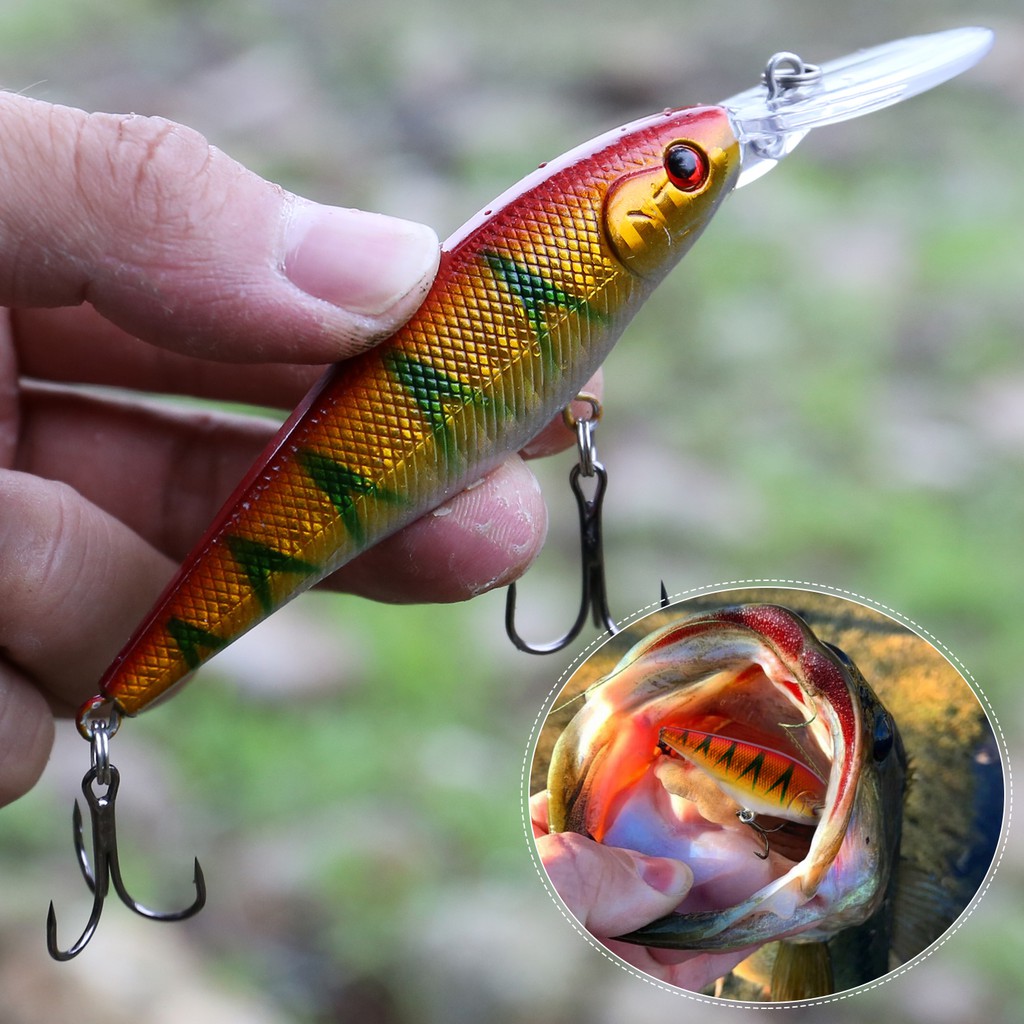 Sougayilang 1 Pcs Memancing Umpan 13 Cm Kail Pancing Ikan Kecil Laser Keras 3D Mata Bass Umpan Buatan Umpan Umpa