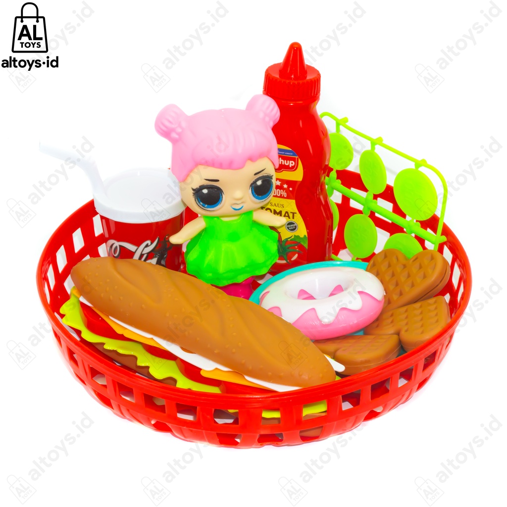 Mainan Keranjang Masakan Hot Dog Sandwith Fast Foot Boneka LOL MS11