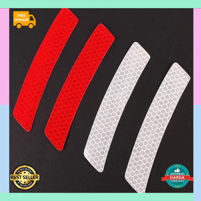 COD Stiker Side Marker Mobil Reflektor Feder Bumper Mata Kucing 4 Pcs - Putih Universal