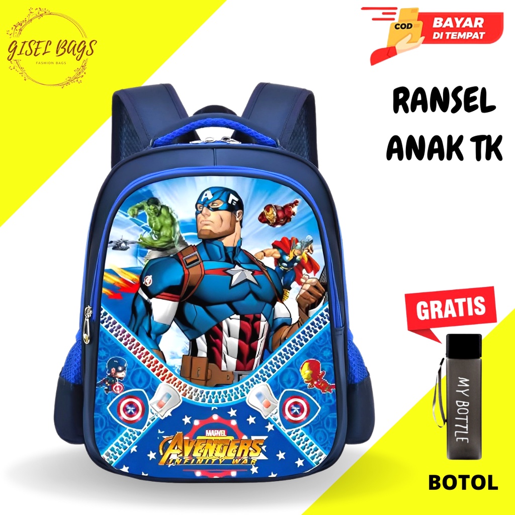 GB-Tas ransel anak laki laki TK tas ransel anak karakter superhero timbul