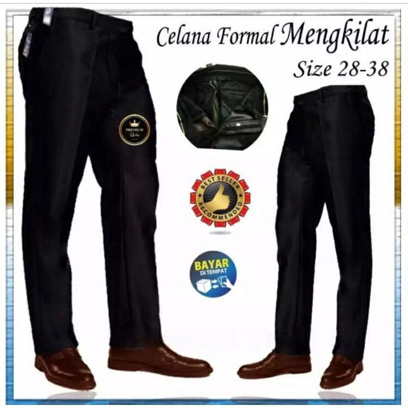 celana kantor kerja harian bahan mengkilap/celana bahan pria/ celana formal pria/ celana kantor pria/ celana import/SLIMFIT