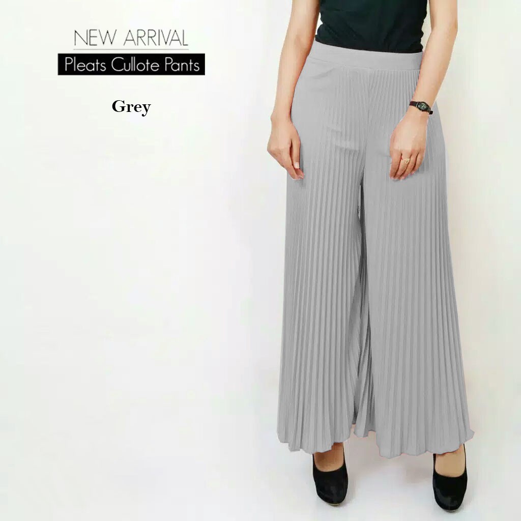 Celana kulot panjang plisket wanita / pleated skirt-3