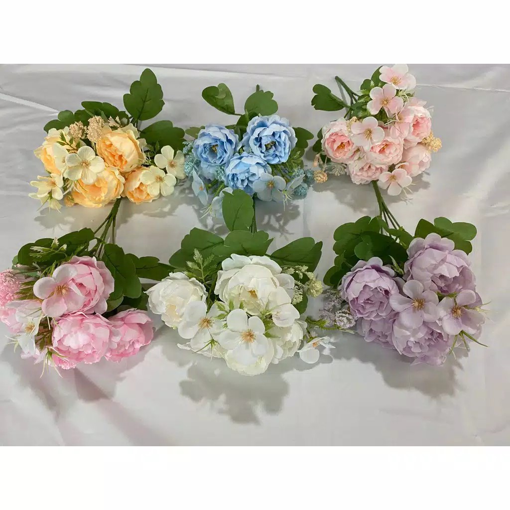 Bouquet Buket Bucket Bunga Plastik Hiasan Dekor Dekorasi Pernikahan Lamaran DAHLIA Artifisial Murah