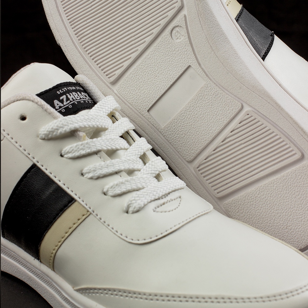 FIRAUN WHITE BLACK |ManNeedMe x FLAZHBACK| Sepatu Sneakers Pria Casual ORIGINAL