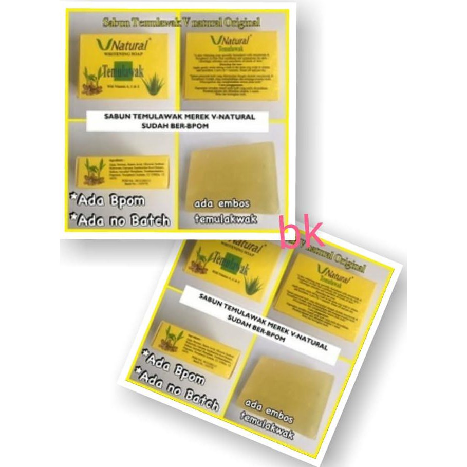 SABUN V BPOM TEMULAWAK V NATURAL WHITENING ORIGINAL BPOM