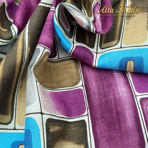 

Alta Moda Linen Motif Fancy Balok Ungu Coklat Biru Kain (1 M)