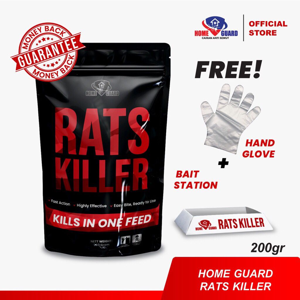 HOME GUARD RATS KILLER 200gr &amp; 100gr Racun Tikus Mati Kering / Homeguard Rat Poison / Pembasmi Tikus  / Tidak Meninggalkan Bau