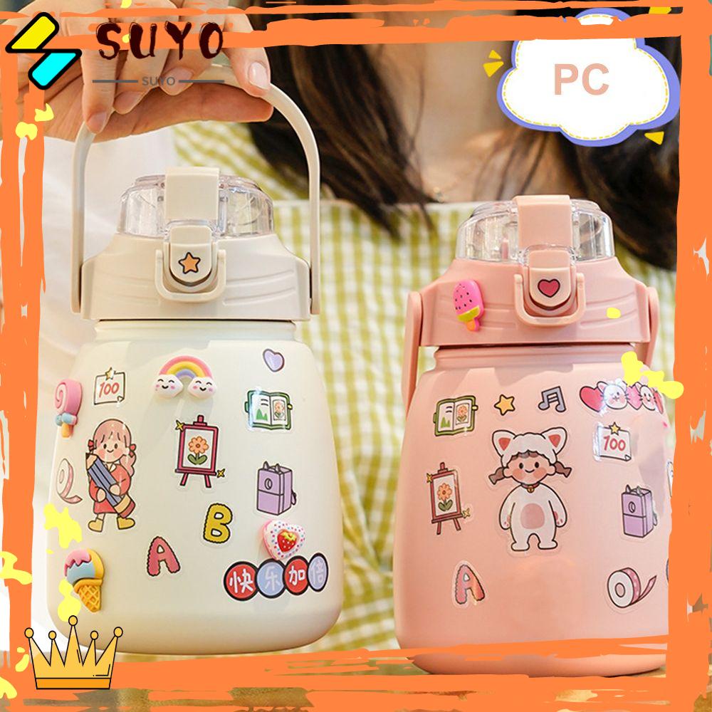 Suyo Botol Air Minum 1000ML Motif Kartun Tanduk Rusa Dengan Sedotan Untuk Outdoor / Olahraga / Travel