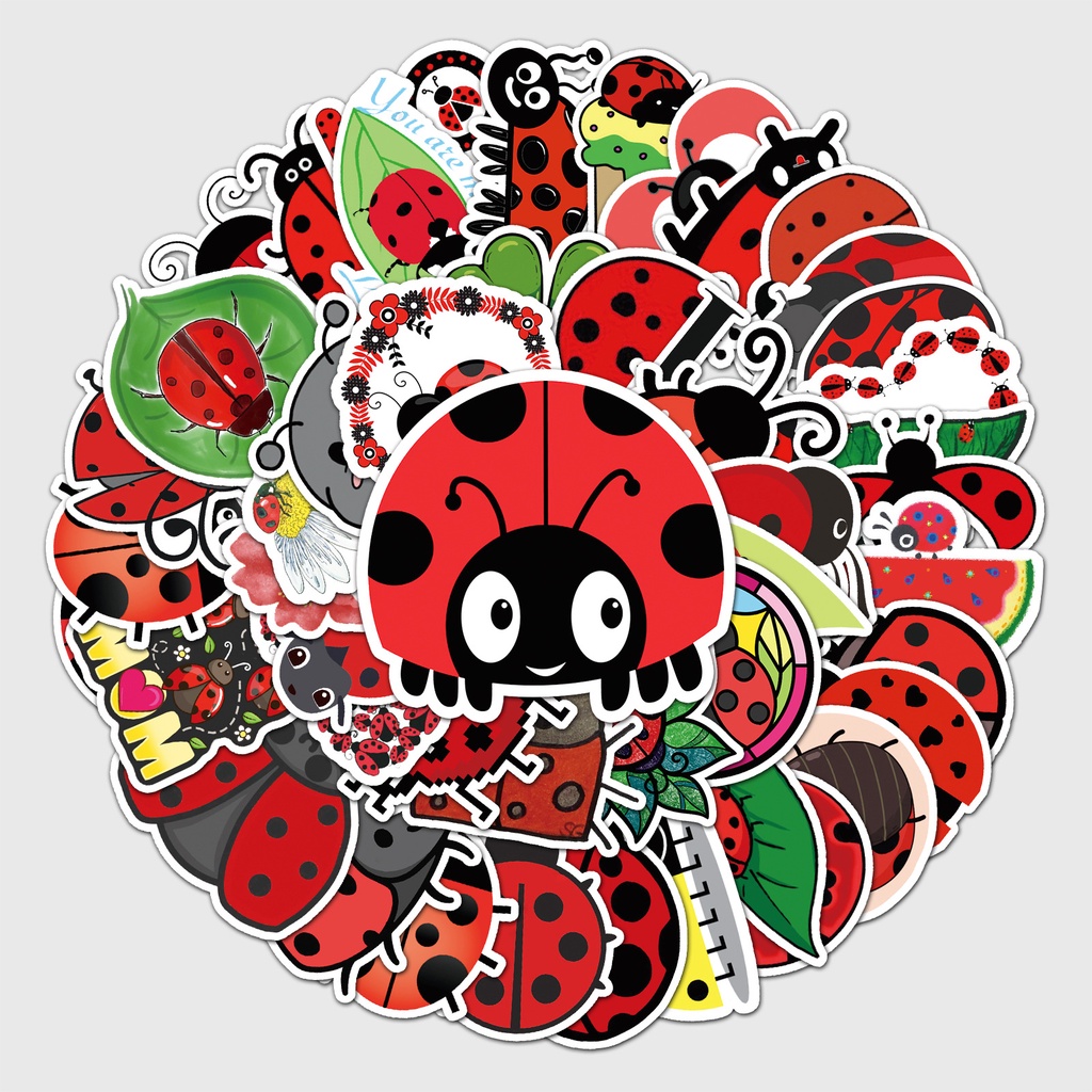 Zhang LADYBIRD lucu kartun ins gaya grafiti stiker bagasi skuter kotak alat tulis kreatif stiker