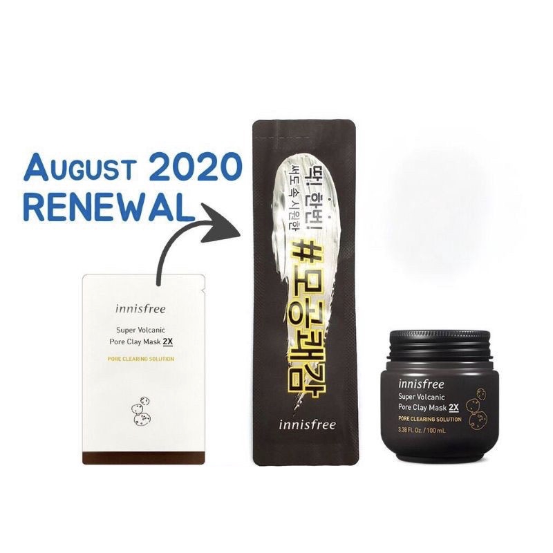 Sudah New Packaging Innisfree Super Volcanic Pore Clay Mask 2x Sample 3 Ml Sachet Shopee Indonesia