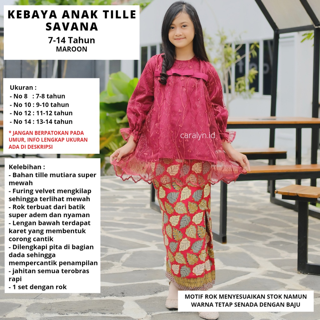 KEBAYA ANAK SET SAVANA KEBAYA TILLE 7-14 TAHUN