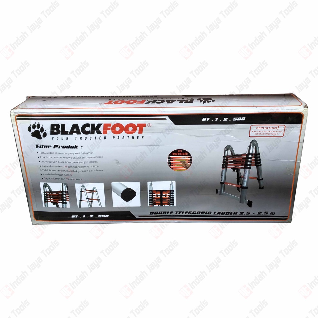 BLACKFOOT Tangga DOUBLE TELESKOPIK 2.5 + 2.5 = 5 M Lipat Alumunium