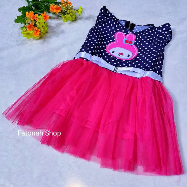 Dress anak cewek 1 2 tahun baju anak perempuan lucu tutu tile ( dress tutul tutu )