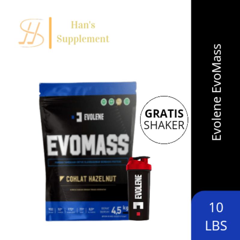 Evolene Evo Mass EvoMass Evomas Coklat Hazelnut 4500 Gram Gr 4500gr 4.5 kg 10lbs 10 lbs 4,5 kg susu